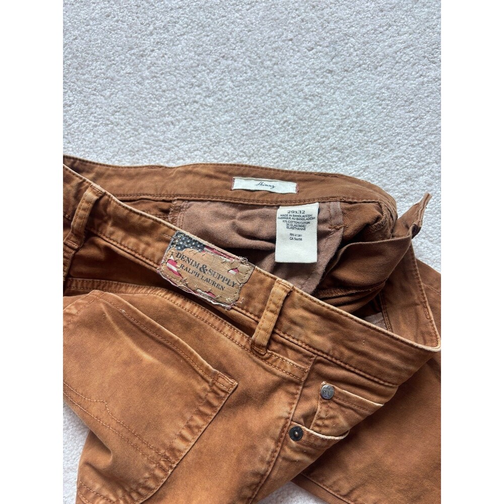 Denim & Supply Ralph Lauren Skinny Jeans Rust Cognac Brown 29x32 Women - Picture 3 of 7